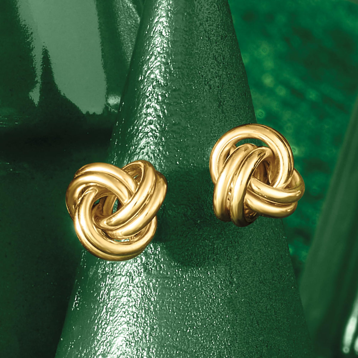 14K Yellow Gold Love Knot Stud Earrings