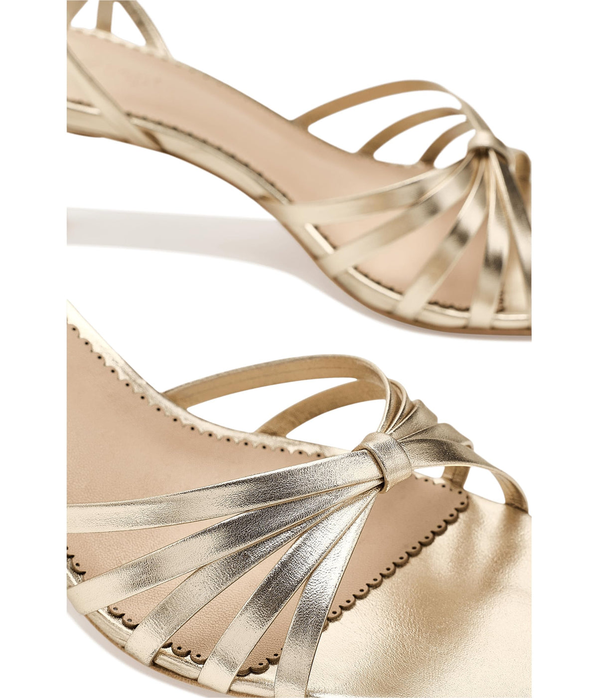 Metallic Strappy Kitten Heel Sandals