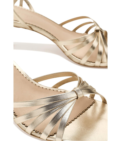Metallic Strappy Kitten Heel Sandals