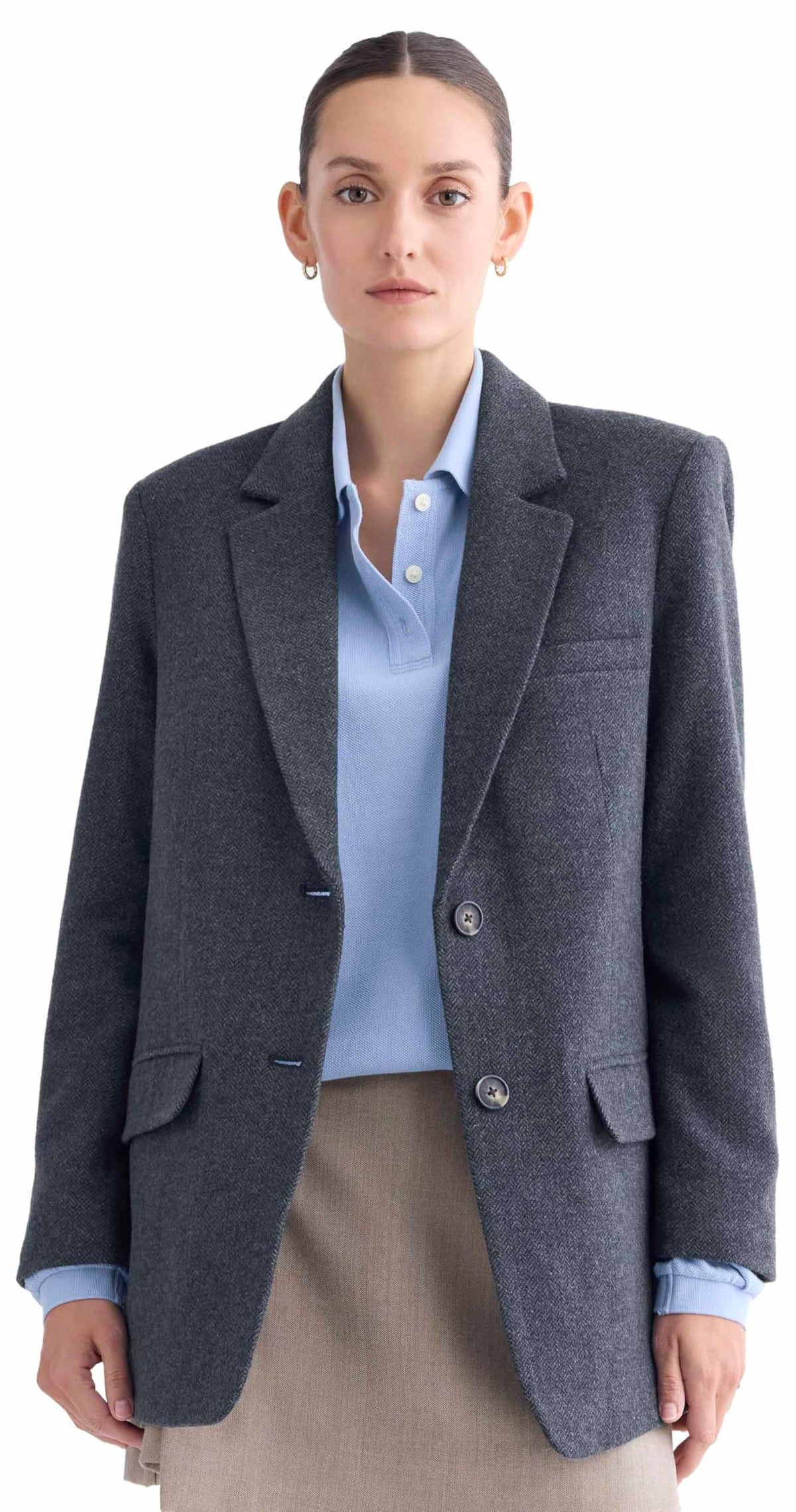 Oversized Wool Blazer With Relaxed Tailored Fit