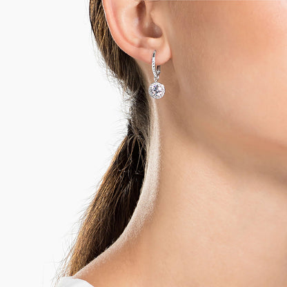 Crystal Drop Earrings With Halo Detailing