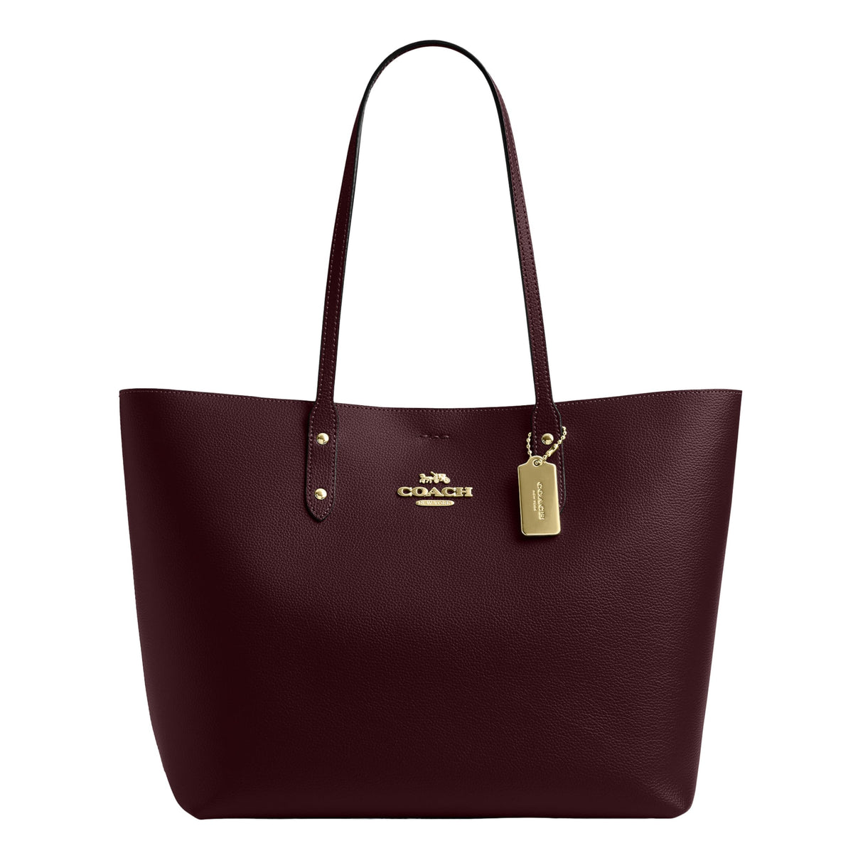 Polished Pebble Leather Tote With Zip Pocket