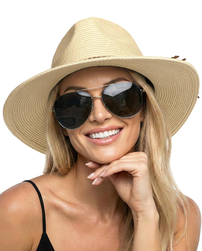 Wide-Brim Straw Fedora With Structured Crown