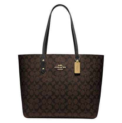 Polished Pebble Leather Tote With Zip Pocket