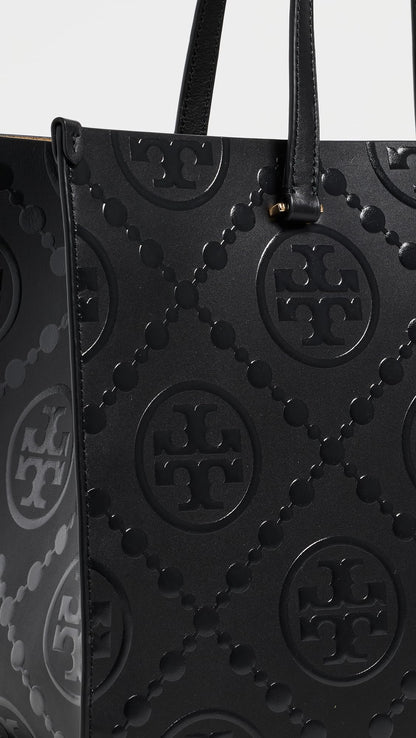 Embossed Monogram Tote Bag With Structured Shape