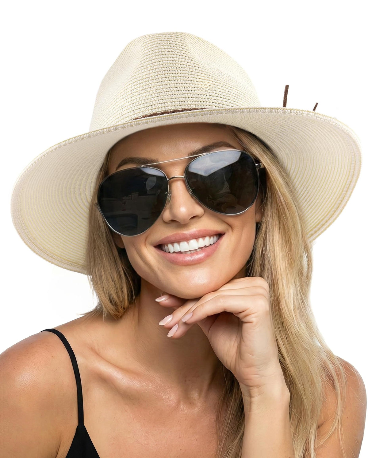 Wide-Brim Straw Fedora With Structured Crown