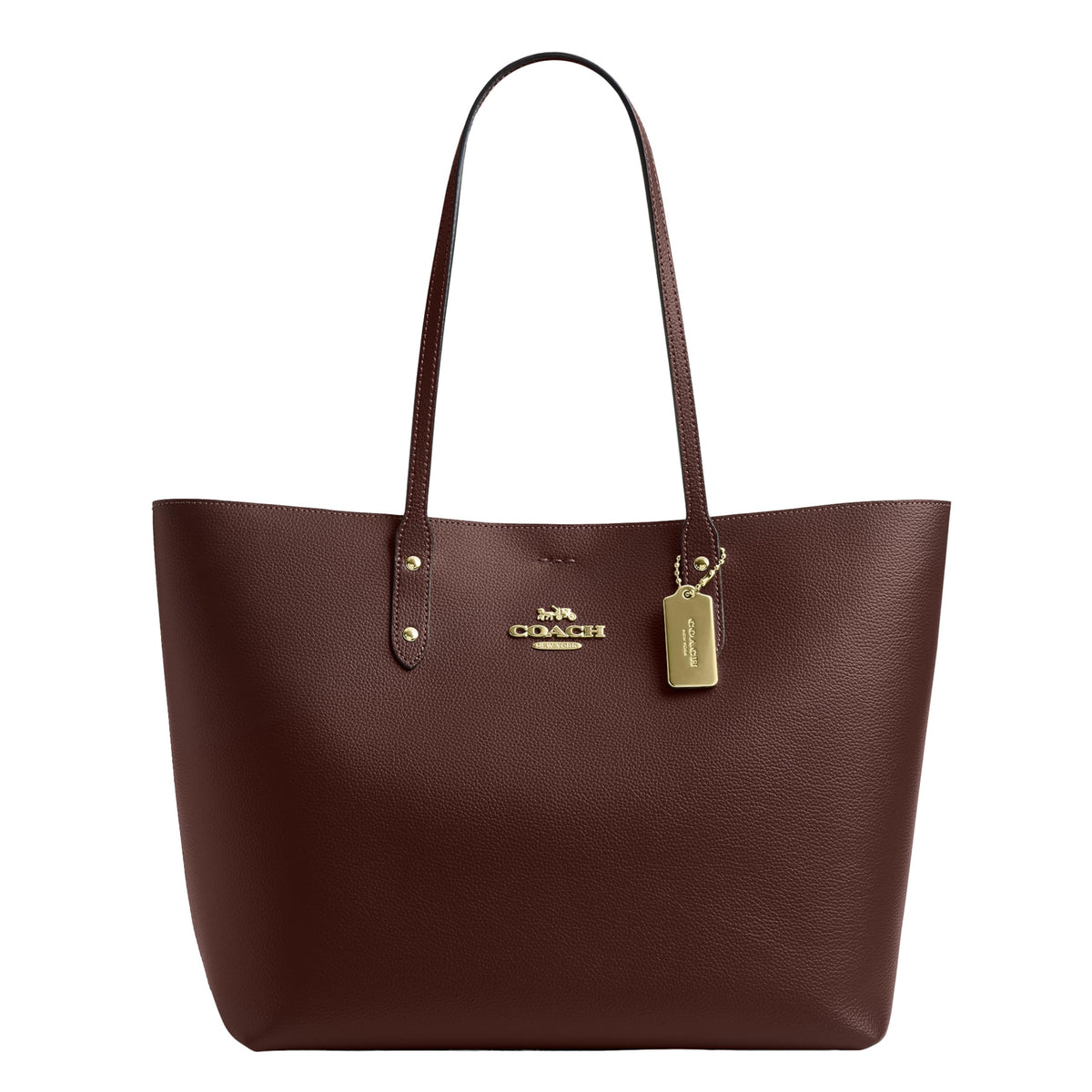 Polished Pebble Leather Tote With Zip Pocket