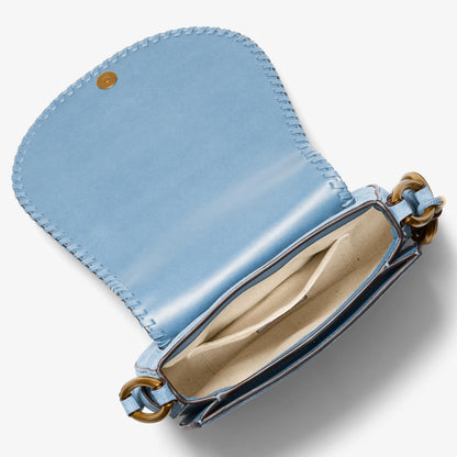Saddle Crossbody Bag With Structured Flap