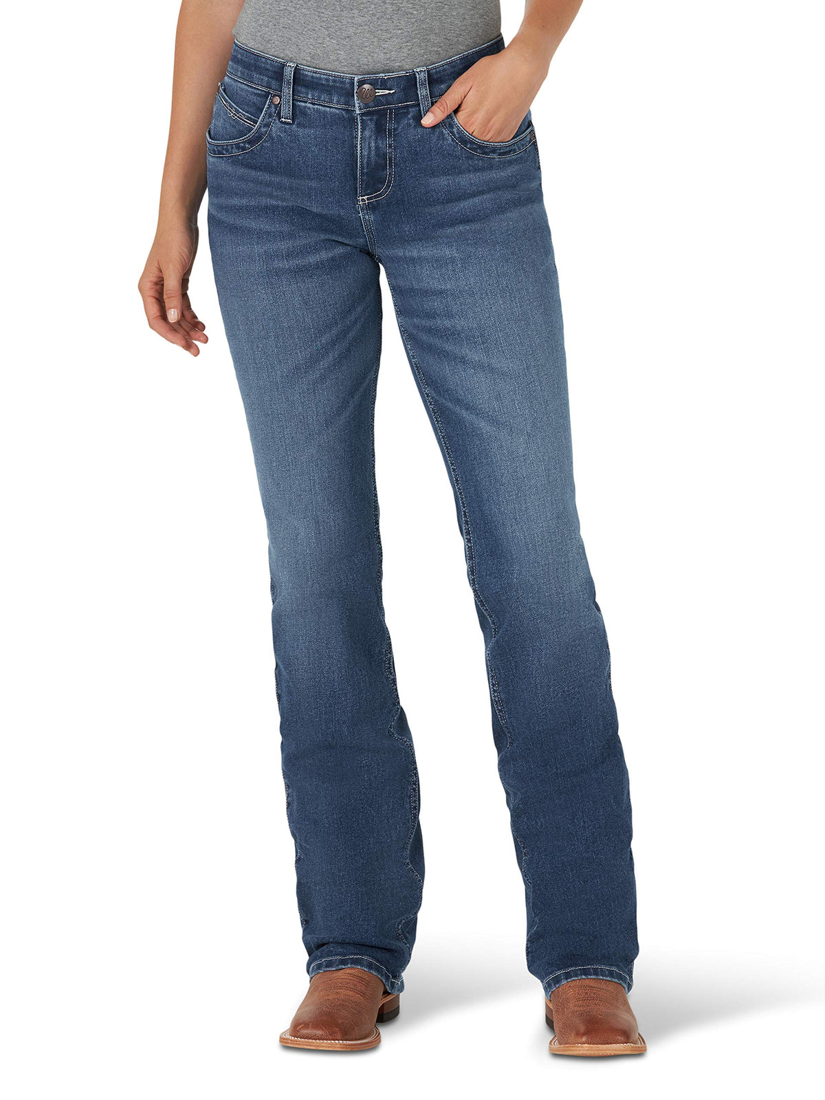Mid-Rise Bootcut Jeans With Stretch Comfort