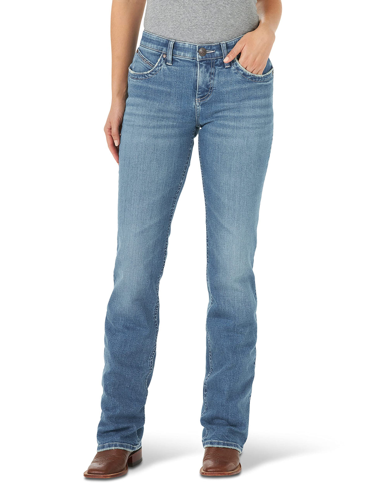 Mid-Rise Bootcut Jeans With Stretch Comfort