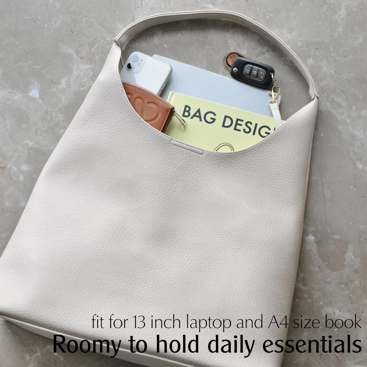Soft Vegan Leather Hobo Bag With Slouchy Shape